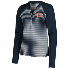 Chicago Bears Antigua Women's Maverick Waffle Henley Long Sleeve T-Shirt - Navy outlet