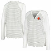 Cleveland Browns Antigua Women's Maverick Waffle Henley Long Sleeve T-Shirt - White outlet
