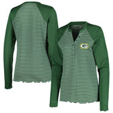 Green Bay Packers Antigua Women's Maverick Waffle Henley Long Sleeve T-Shirt - Green on sale