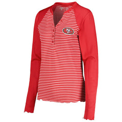 San Francisco 49ers Antigua Women's Maverick Waffle Henley Long Sleeve T-Shirt - Scarlet on sale