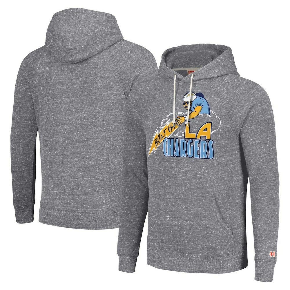 Los Angeles Chargers Homage Unisex Hyperlocal Raglan Pullover Hoodie - Gray online