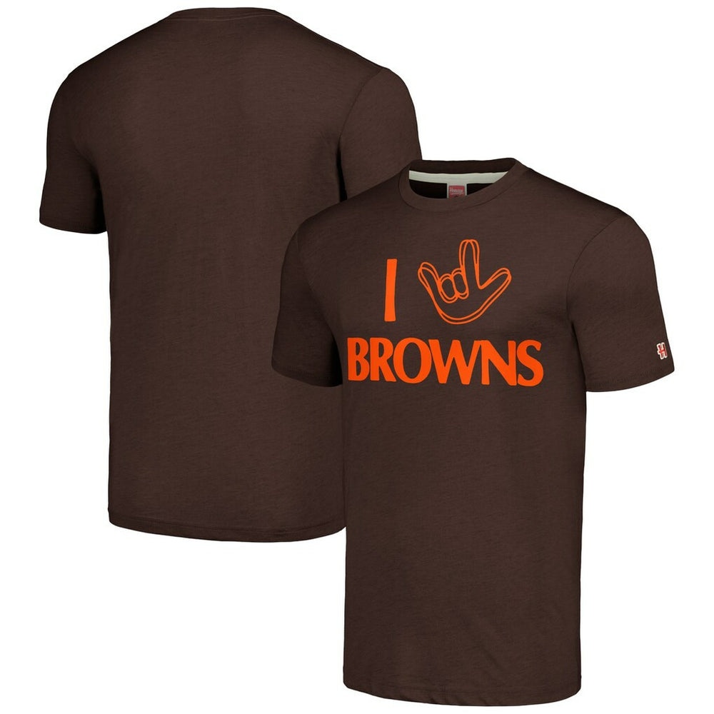 Cleveland Browns Homage Unisex The NFL ASL Collection by Love Sign Tri-Blend T-Shirt - Brown discount