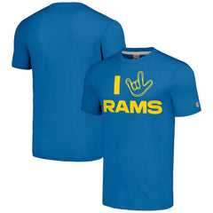 Los Angeles Rams Homage Unisex The NFL ASL Collection by Love Sign Tri-Blend T-Shirt - Royal for sale