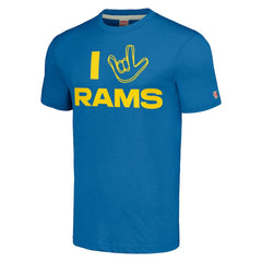 Los Angeles Rams Homage Unisex The NFL ASL Collection by Love Sign Tri-Blend T-Shirt - Royal for sale