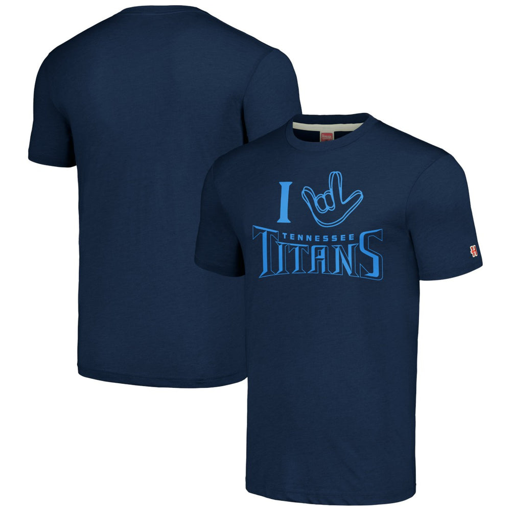 Tennessee Titans Homage Unisex The NFL ASL Collection by Love Sign Tri-Blend T-Shirt - Navy outlet