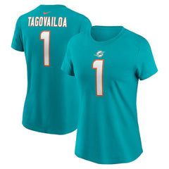 Tua Tagovailoa Miami Dolphins Women's Player Name & Number T-Shirt - Aqua sale