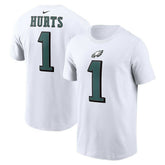 Jalen Hurts Philadelphia Eagles Player Name & Number T-Shirt - White sale