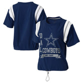 Dallas Cowboys WEAR by Erin Andrews Women's Cinched Colorblock T-Shirt - Navy on sale
