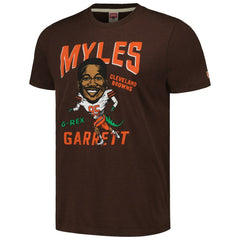 Myles Garrett Cleveland Browns Homage Unisex Caricature Player Tri-Blend T-Shirt - Heathered Brown sale