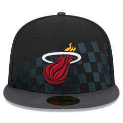 Miami Heat Rally Drive Checkerboard 59FIFTY Crown Fitted Hat - Black cheap