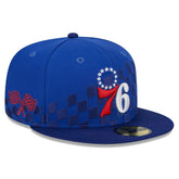 Philadelphia 76ers Rally Drive Checkerboard 59FIFTY Crown Fitted Hat - Royal sale