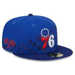 Philadelphia 76ers Rally Drive Checkerboard 59FIFTY Crown Fitted Hat - Royal sale