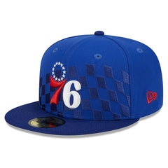 Philadelphia 76ers Rally Drive Checkerboard 59FIFTY Crown Fitted Hat - Royal sale