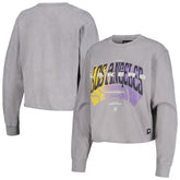 Los Angeles Lakers The Wild Collective Women's Band Cropped Long Sleeve T-Shirt - Gray for sale
