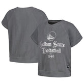 Golden State Warriors The Wild Collective Women's Embroidered Fleece Raglan Short Sleeve Pullover Sweatshirt sale - Gray cheap