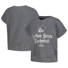 Golden State Warriors The Wild Collective Women's Embroidered Fleece Raglan Short Sleeve Pullover Sweatshirt sale - Gray cheap