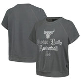 Chicago Bulls The Wild Collective Women's Embroidered Fleece Raglan Short Sleeve Pullover Sweatshirt sale - Gray sale