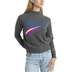 Los Angeles Dodgers Lusso Women's Serena Raglan Pullover Sweater Gray
