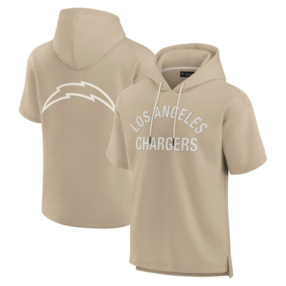 Los Angeles Chargers Unisex Elements Super Soft Fleece Short Sleeve Pullover Hoodie - Khaki on sale