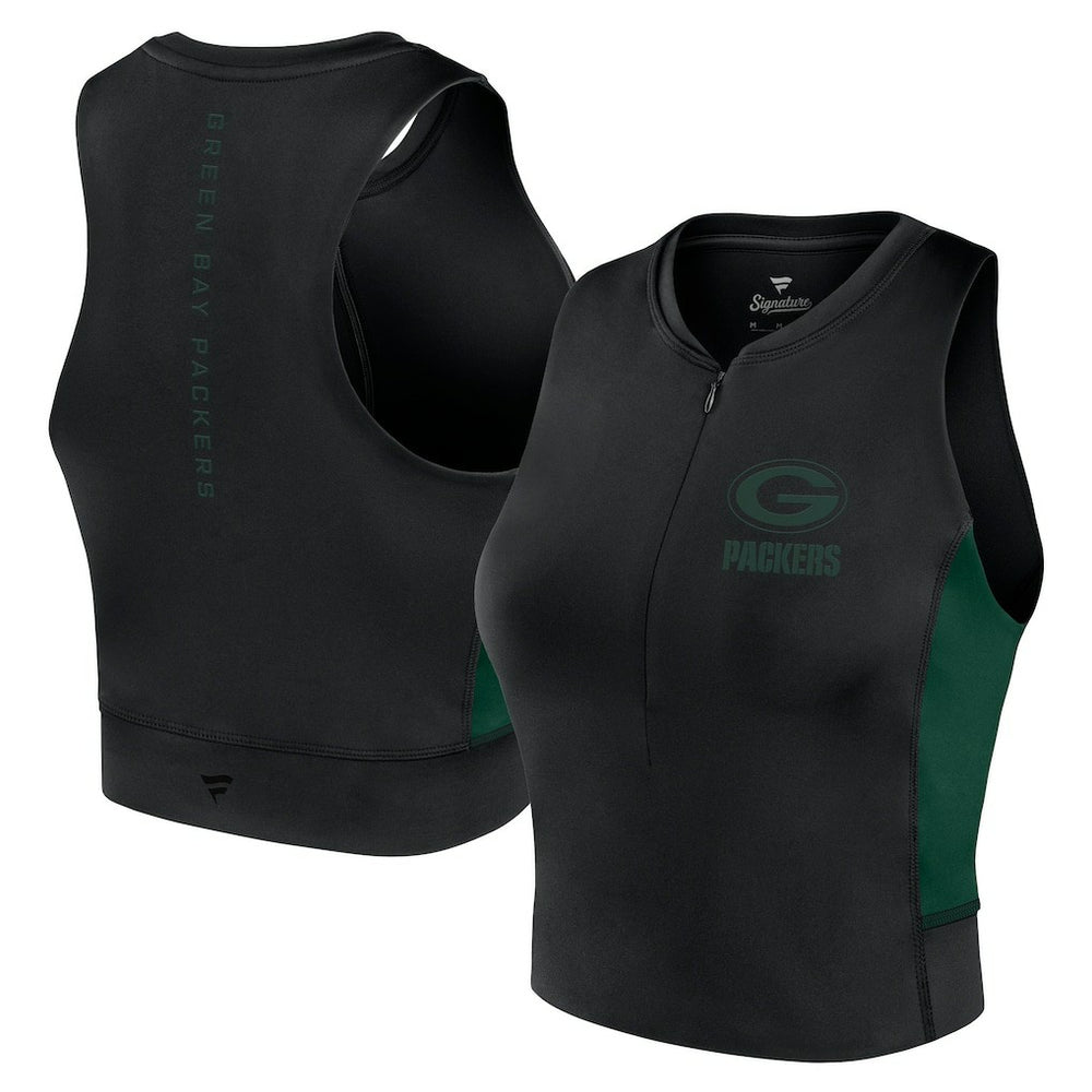 Green Bay Packers Women's Studio Fitted Gym Tank Top - Black outlet