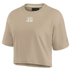 Cincinnati Bengals Women's Elements Super Soft Boxy Cropped T-Shirt - Khaki for sale