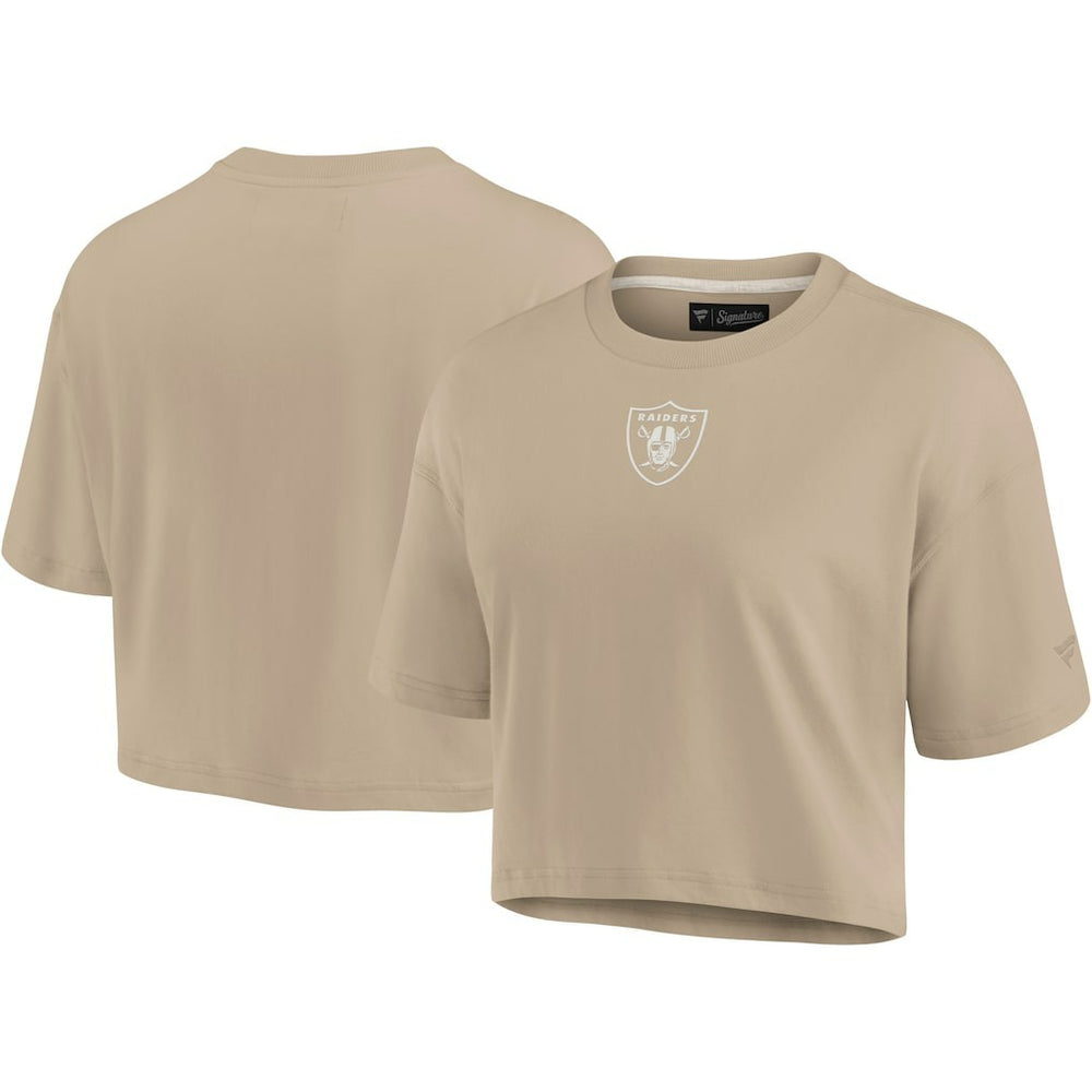 Las Vegas Raiders Women's Elements Super Soft Boxy Cropped T-Shirt - Khaki sale