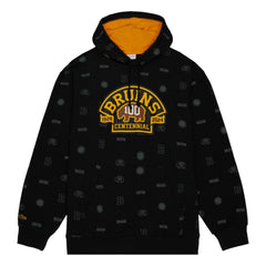 Boston Bruins Mitchell & Ness 100th Anniversary Allover Print Pullover Hoodie - Black Hoodies