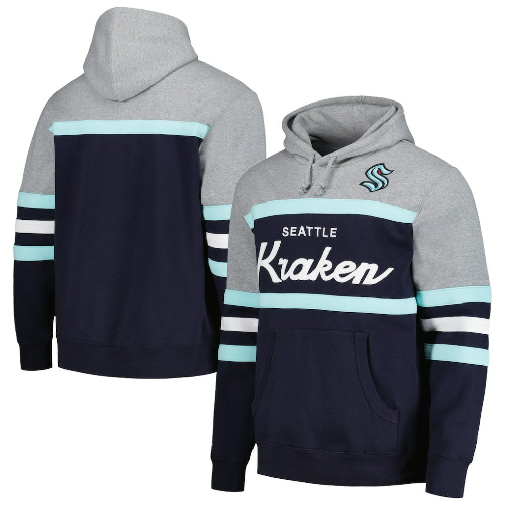 Seattle Kraken Head Coach Pullover Hoodie - Deep Sea Blue/Gray Hoodies
