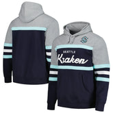 Seattle Kraken Head Coach Pullover Hoodie - Deep Sea Blue/Gray Hoodies