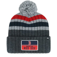 Boston Red Sox Stack Cuffed Knit Hat with Pom Gray