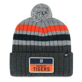 Detroit Tigers Stack Cuffed Knit Hat with Pom Gray