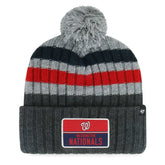 Washington Nationals Stack Cuffed Knit Hat with Pom Gray