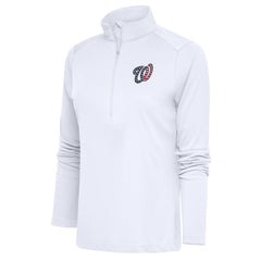 Washington Nationals Antigua Women's Patriotic Tribute Half-Zip Pullover Top White