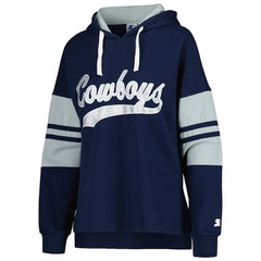 Dallas Cowboys Starter Women's Bump And Run Long Sleeve Hoodie T-Shirt - Navy outlet