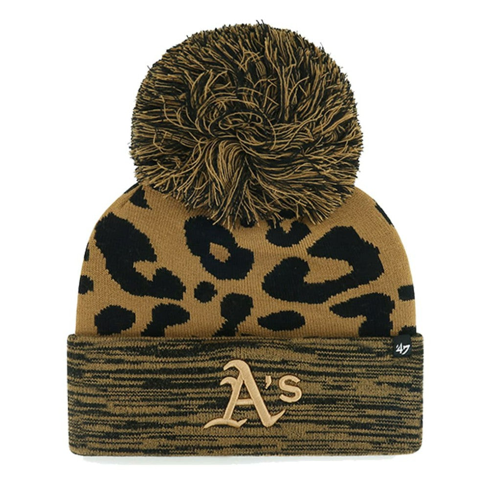 Athletics Women's Leopard Rosette Cuffed Knit Hat with Pom