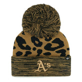 Athletics Women's Leopard Rosette Cuffed Knit Hat with Pom