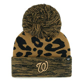 Washington Nationals Women's Leopard Rosette Cuffed Knit Hat with Pom