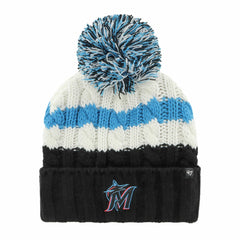 Miami Marlins Women's Ashfield Cuffed Knit Hat with Pom White/Black