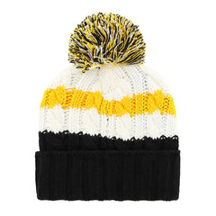 Pittsburgh Pirates Women's Ashfield Cuffed Knit Hat with Pom White/Black