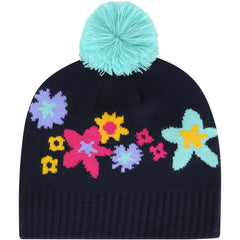 Athletics Girls Youth Buttercup Knit Beanie with Pom Navy