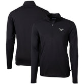 Philadelphia Eagles Cutter & Buck Gridiron Classics Big & Tall Virtue Eco Pique Recycled Quarter-Zip Pullover Top - Black cheap
