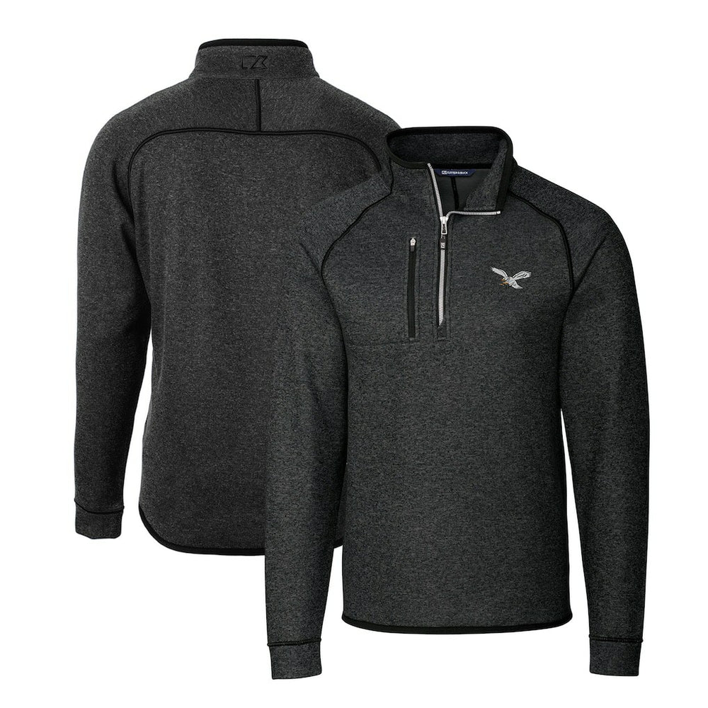 Philadelphia Eagles Cutter & Buck Gridiron Classics Big & Tall Mainsail Sweater-Knit Half-Zip Pullover Jacket - Heather Gray cheap