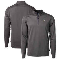 Philadelphia Eagles Cutter & Buck Gridiron Classics Big & Tall Virtue Eco Pique Micro Stripe Recycled Quarter-Zip Pullover Top - Charcoal discount