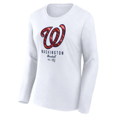 Washington Nationals Women's Lightweight Fitted Long Sleeve T-Shirt White