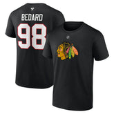 Connor Bedard Chicago Blackhawks Fanatics Authentic Stack Name & Number T-Shirt - Black T-shirts