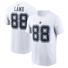 CeeDee Lamb Dallas Cowboys Player Name & Number T-Shirt - White cheap