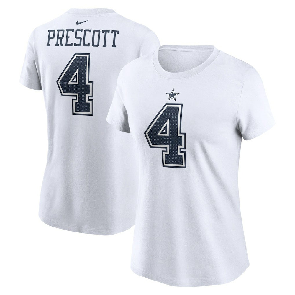 Dak Prescott Dallas Cowboys Women's Player Name & Number T-Shirt - White sale