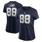 CeeDee Lamb Dallas Cowboys Women's Player Name & Number T-Shirt - Navy on sale