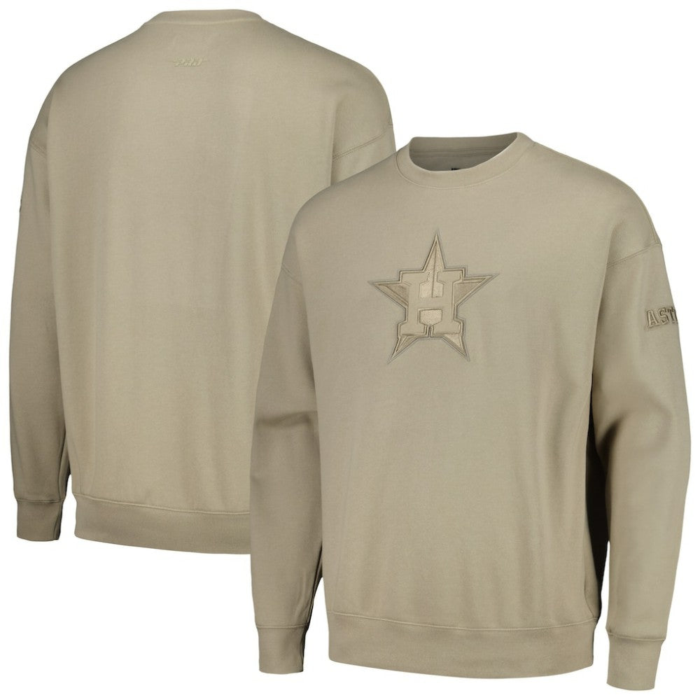 Houston Astros Pro Standard Neutral Drop Shoulder Pullover Sweatshirt Pewter