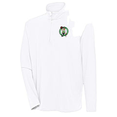 Boston Celtics Antigua Hunk Quarter-Zip Pullover Top - White for sale